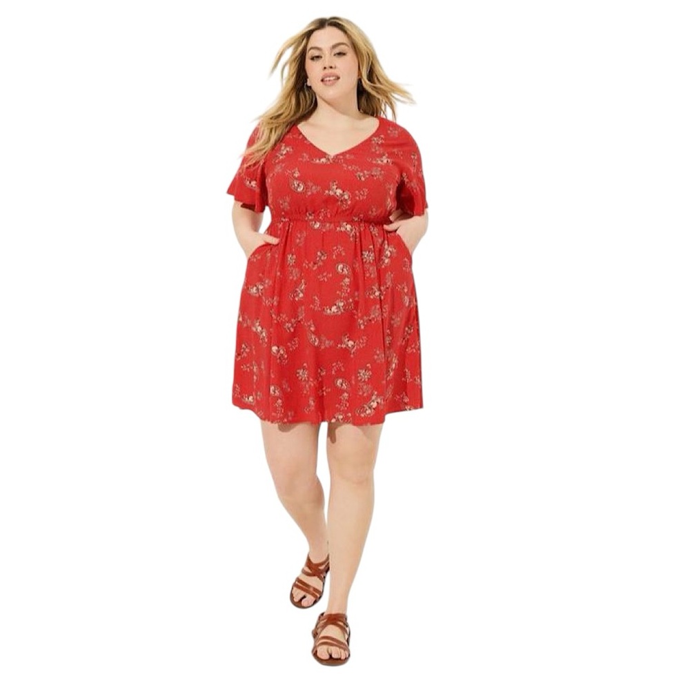 Torrid Red Floral Midi Dress
